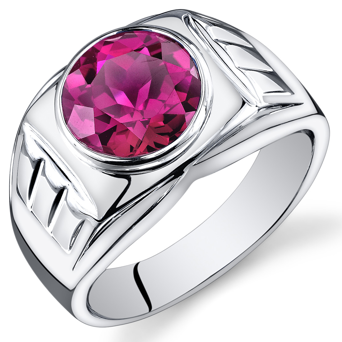 Mens 5.5 cts Round Cut Ruby Sterling Silver Ring Sizes 8 To 13 eBay