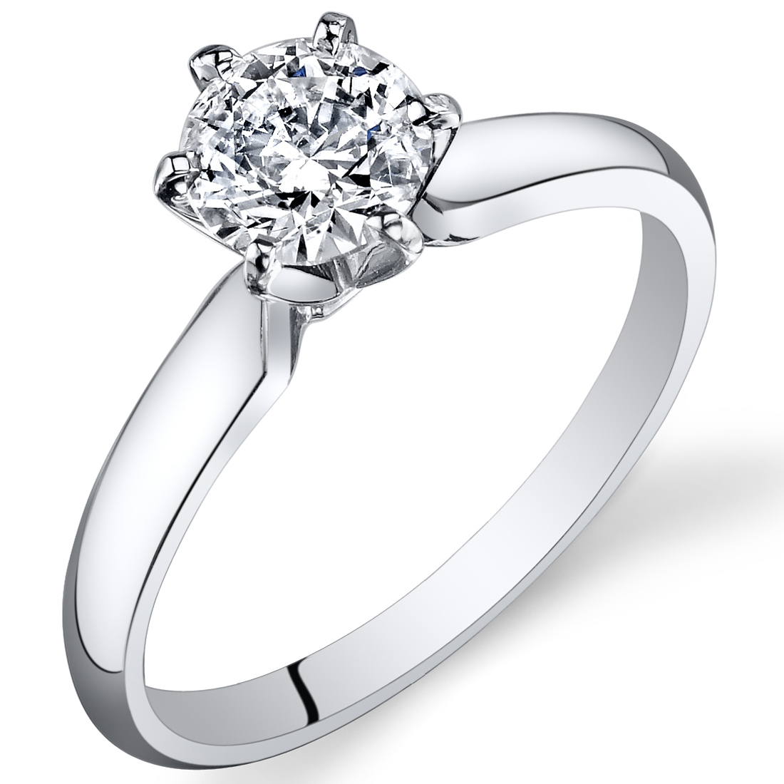 14Kt White Gold 0.75 Carat Diamond Solitaire Ring, IGI Certified, Size ...