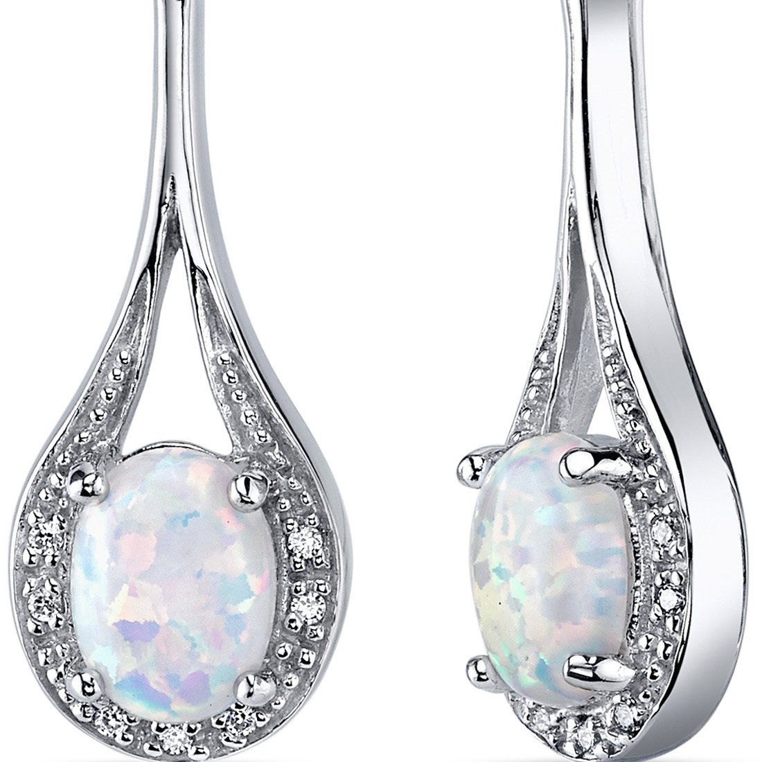 Created Opal Earrings Sterling Silver Oval Shape 3.50 Carats ...