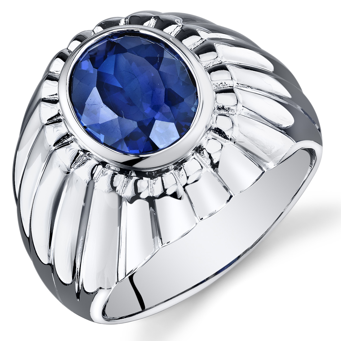 Mens 5.5 cts Round Cut Sapphire Sterling Silver Ring Sizes 8 To 13