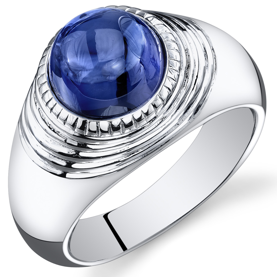 Mens 5.5 cts Round Cut Sapphire Sterling Silver Ring Sizes 8 To 13